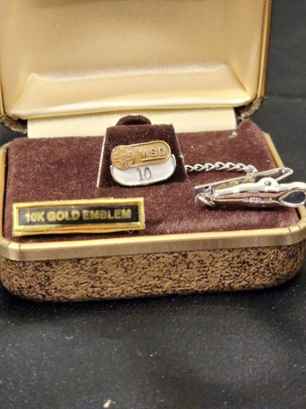 Vintage MSD 10K and Sterling Service Award Tie Clip and Pin